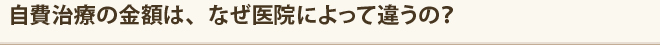 自費治療の金額は、なぜ医院によって違うの？